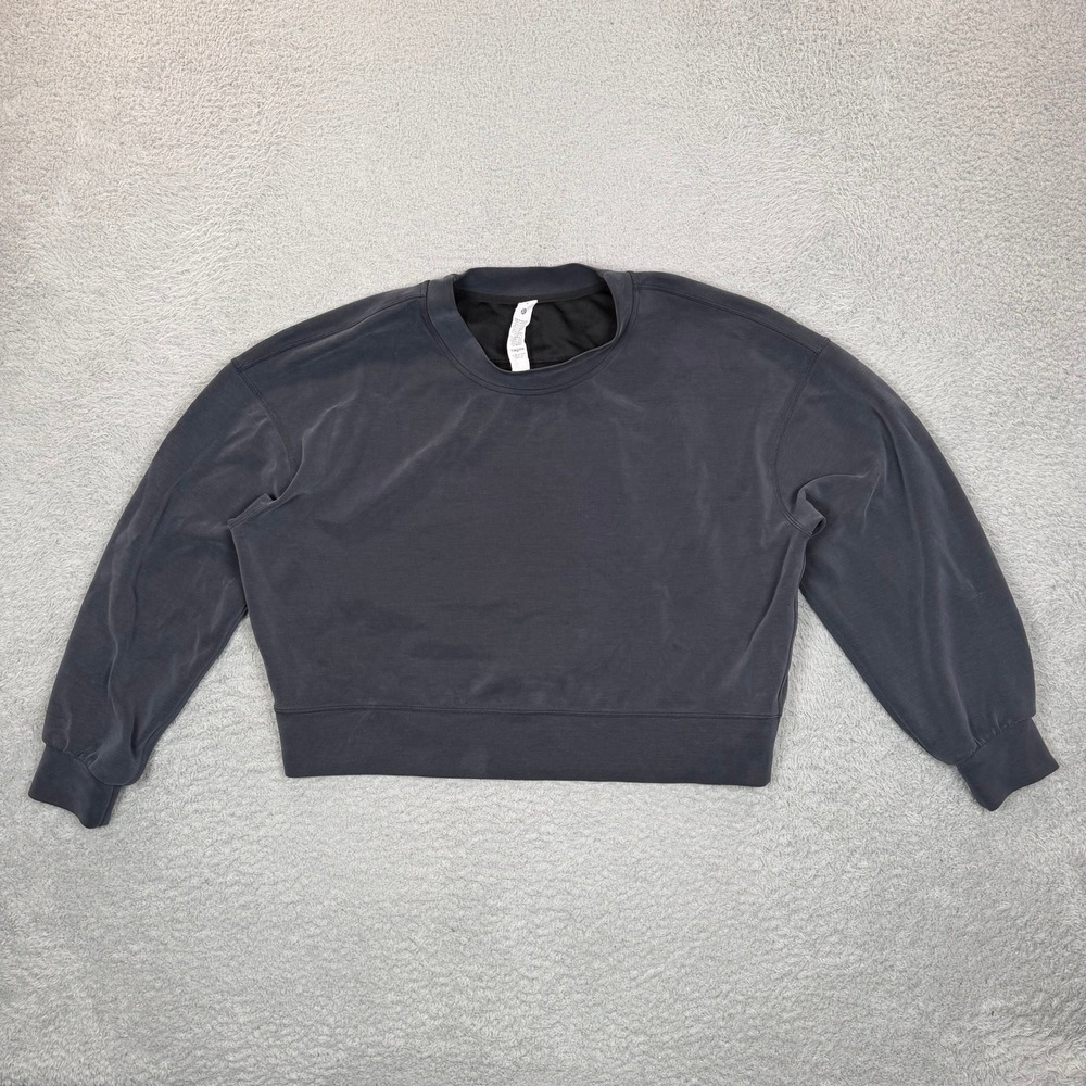 Lululemon Softstreme Perfectly Oversized Cropped Crew Grey LW3GL9S Womens 6